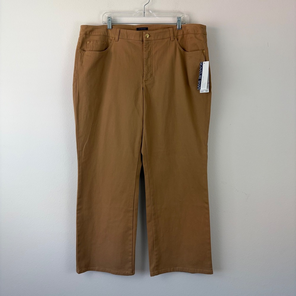 Jones New York Signature Woman 22W Camel Tan Stretch Straight Leg Pants 2318